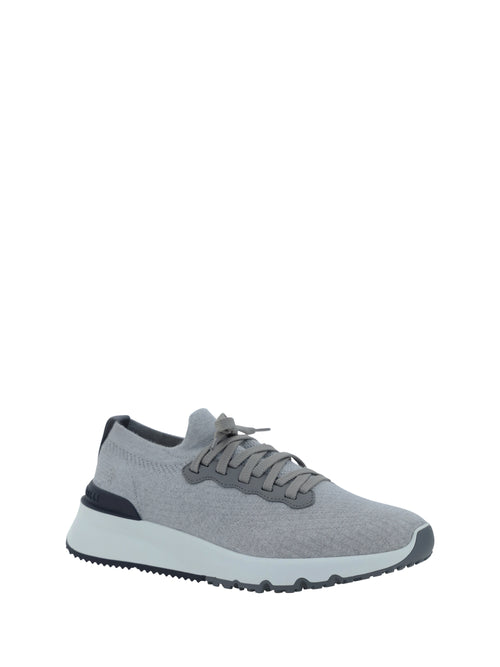 Brunello Cucinelli Cotton Sneakers - Silver+Fumo