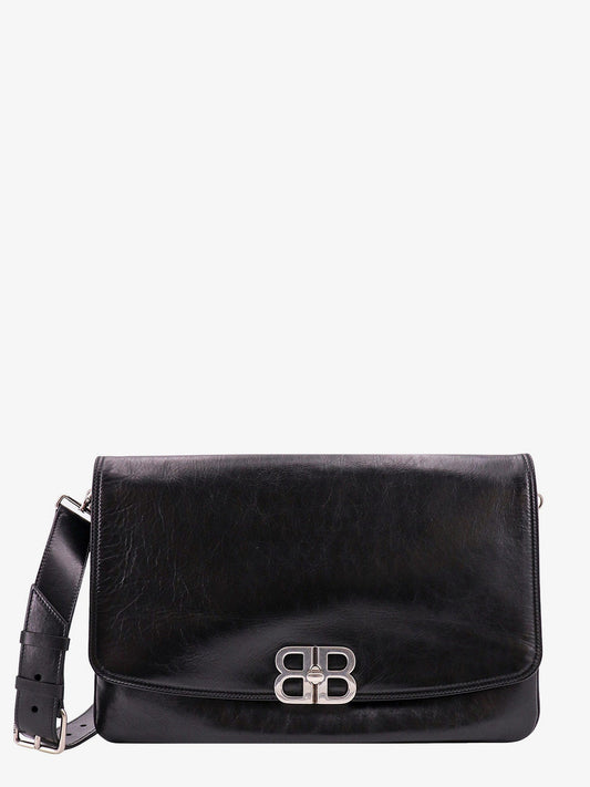 Balenciaga Leather Shoulder Bag With Metal Monogram
