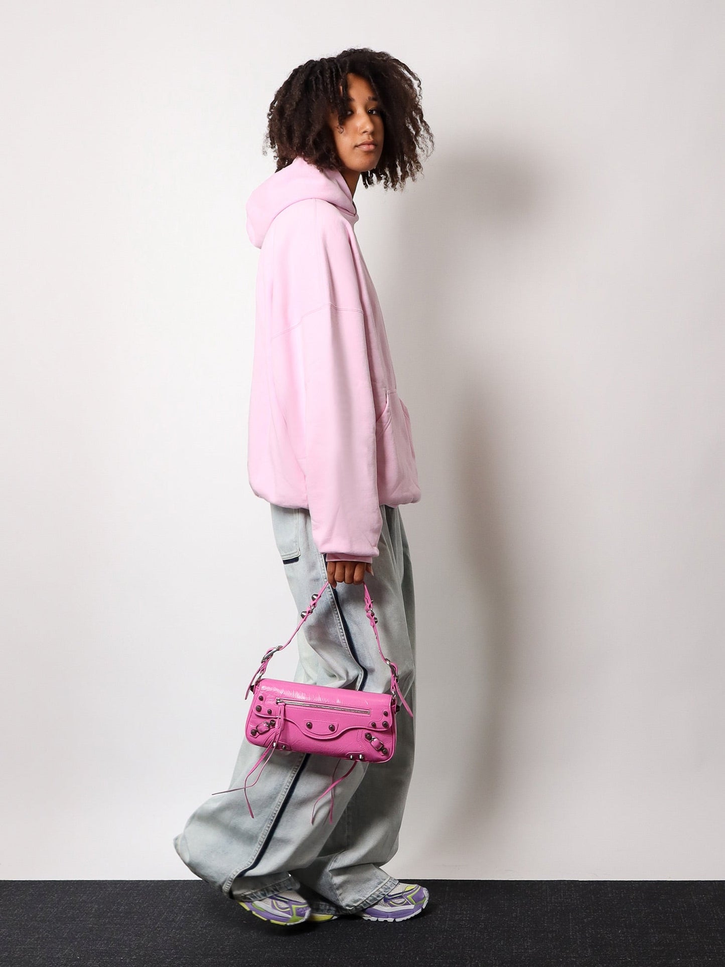 Balenciaga Leather Shoulder Bag With Metal Details
