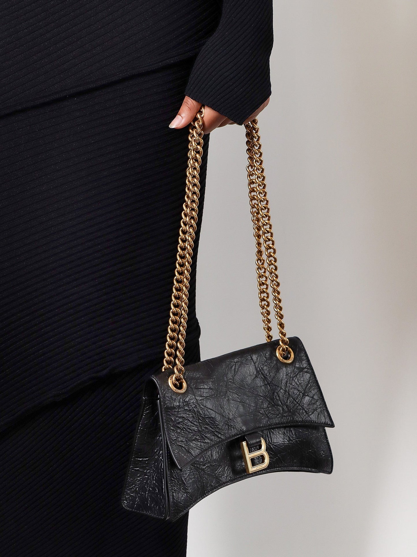Balenciaga Leather Shoulder Bag With Frontal Monogram