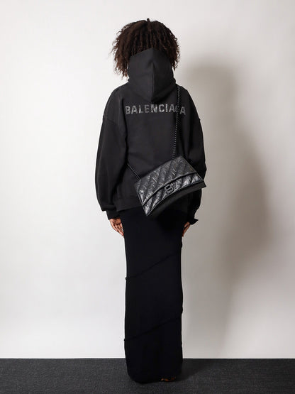 Balenciaga Matelassé Leather Shoulder Bag With Frontal Monogram