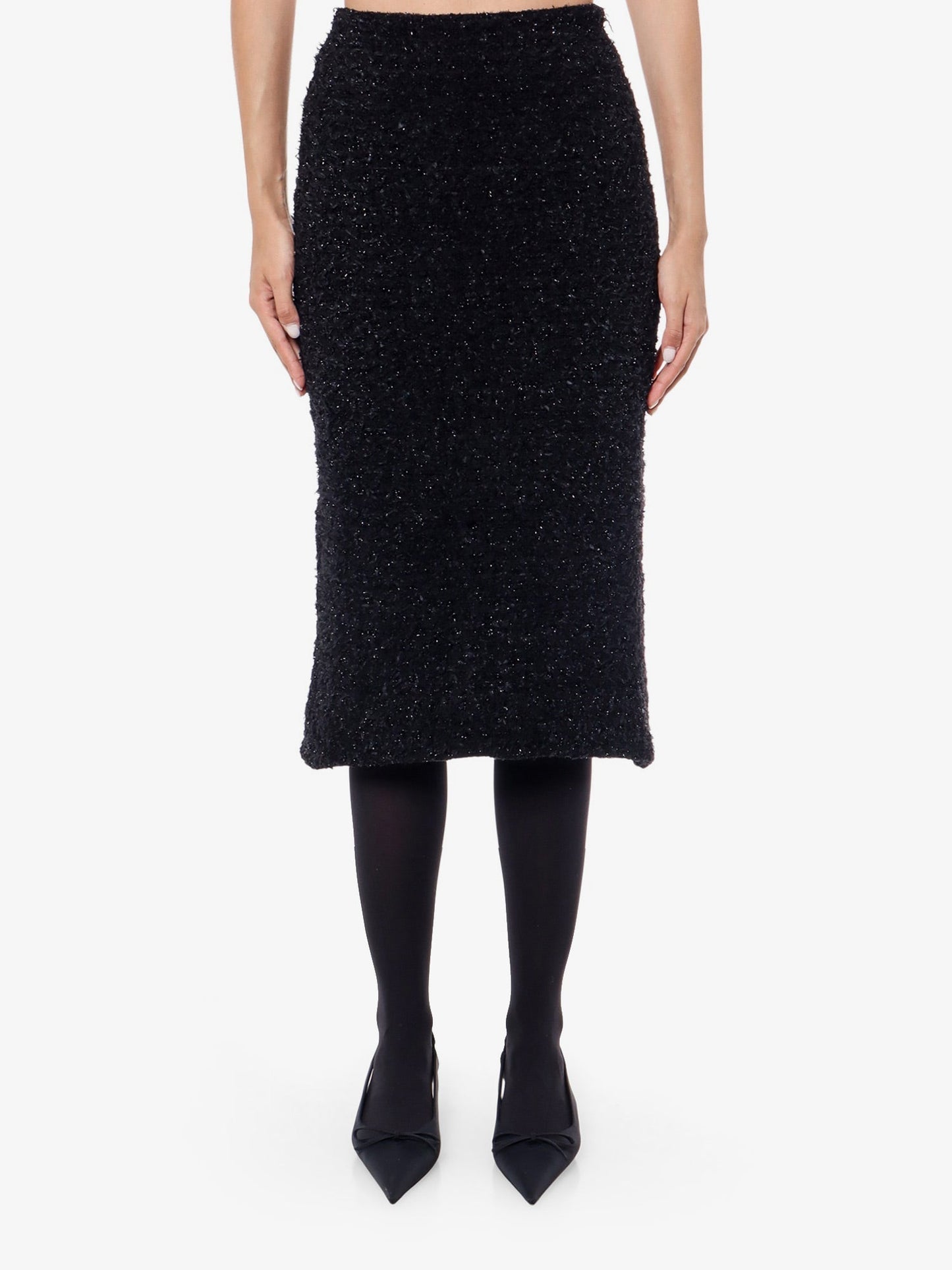 Balenciaga Cotton Tweed Knitted Midi Skirt