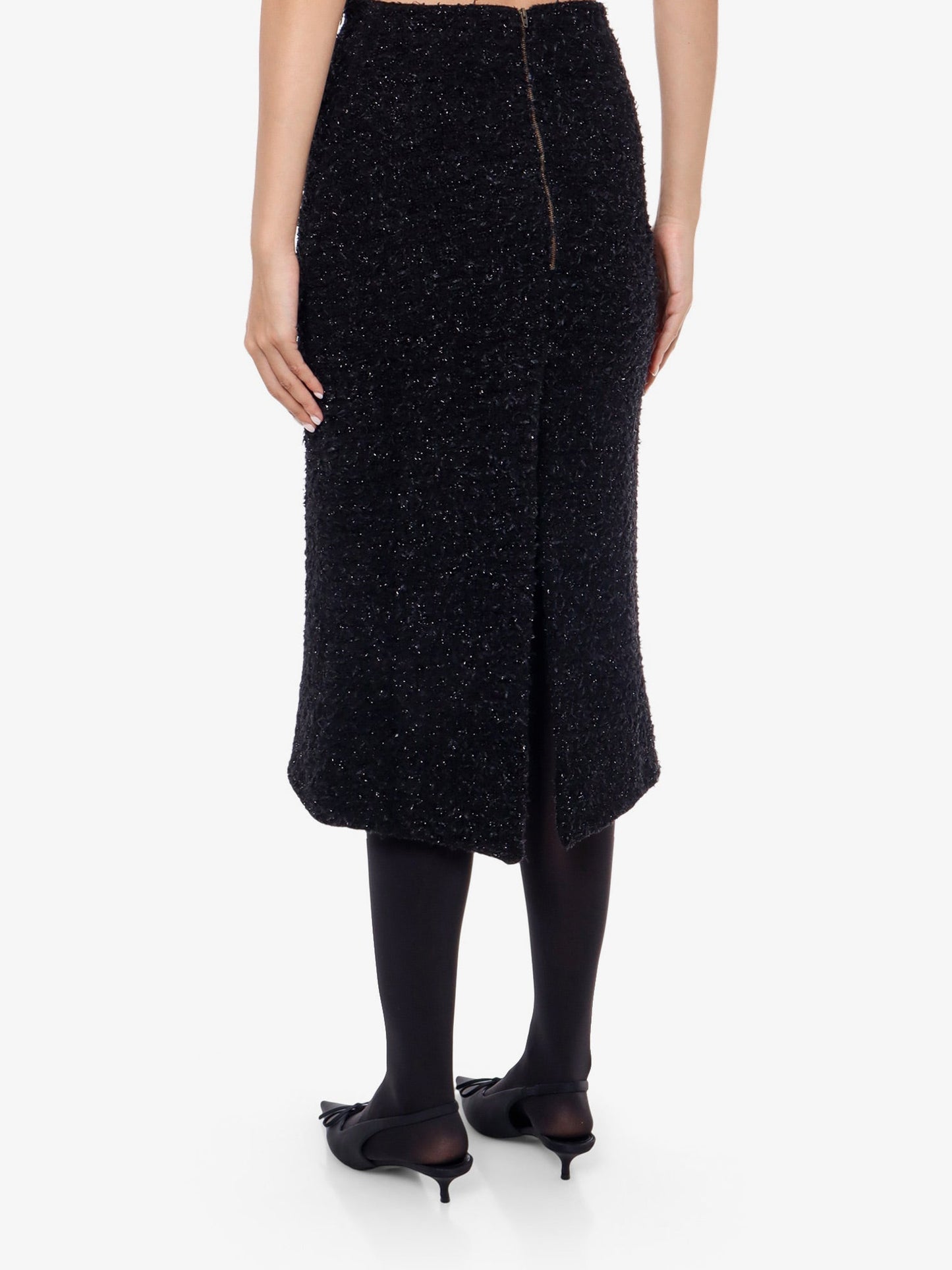 Balenciaga Cotton Tweed Knitted Midi Skirt