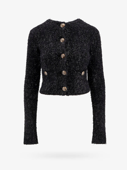 Balenciaga Cotton Tweed Knitted Cropped Cardigan