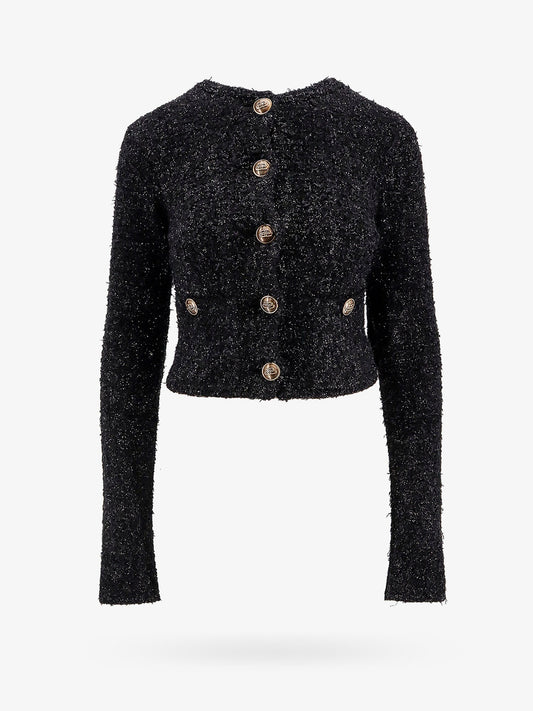 Balenciaga Cotton Tweed Knitted Cropped Cardigan