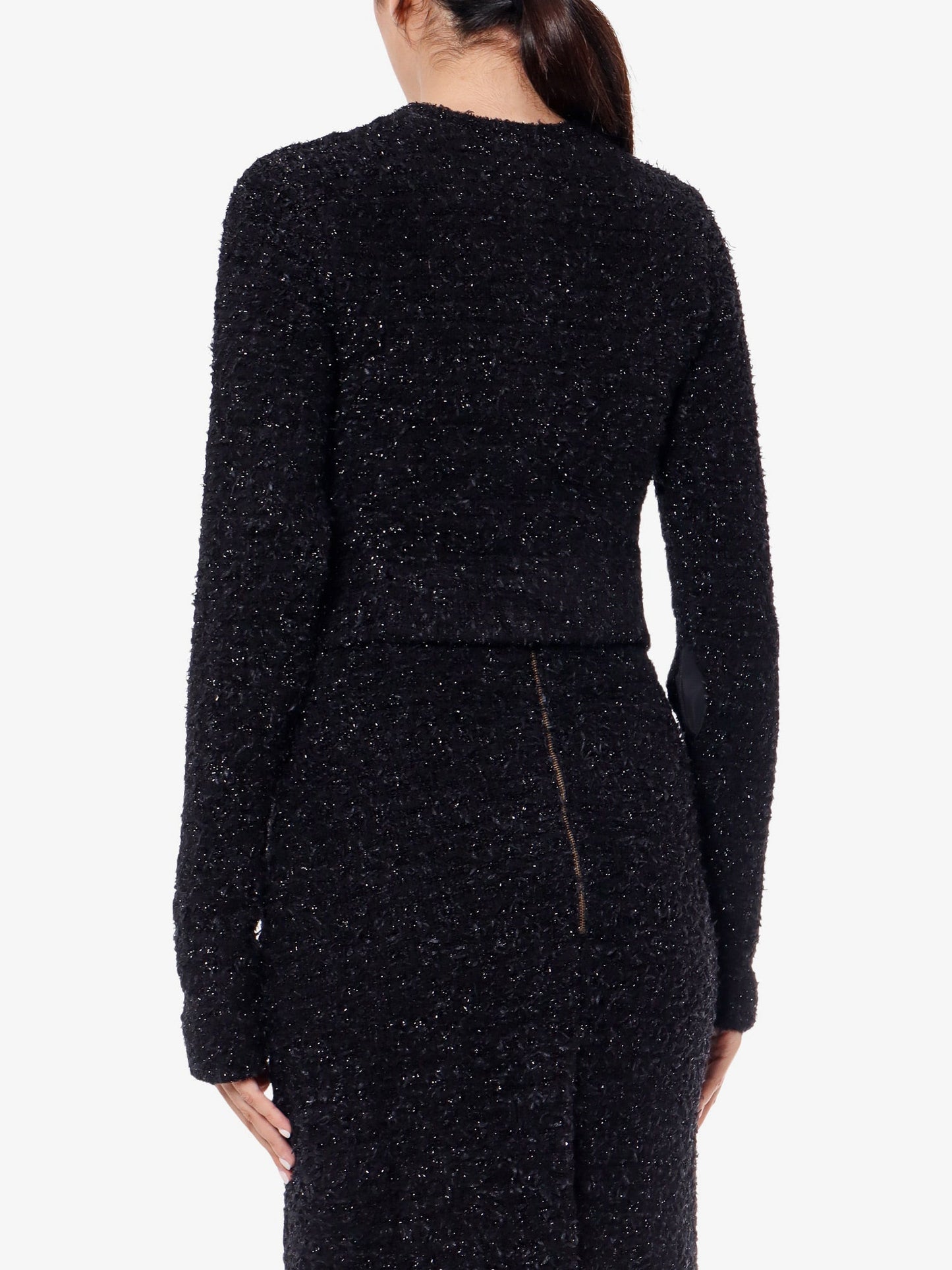 Balenciaga Cotton Tweed Knitted Cropped Cardigan