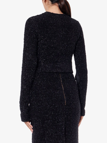 Balenciaga Cotton Tweed Knitted Cropped Cardigan