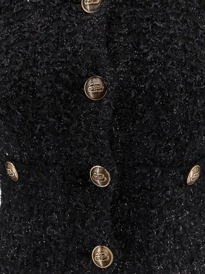 Balenciaga Cotton Tweed Knitted Cropped Cardigan