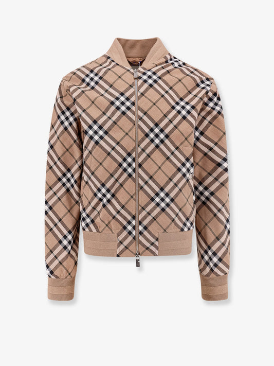 Burberry Wool Blend Jacket With Check Print