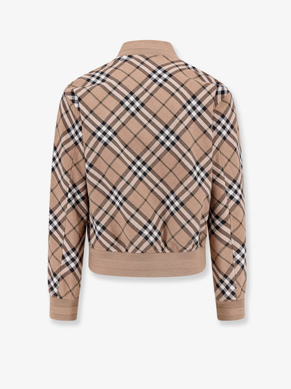 Burberry Wool Blend Jacket With Check Print