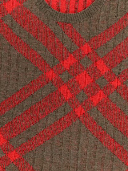 Burberry Ribbed Vest With Check Intarsia