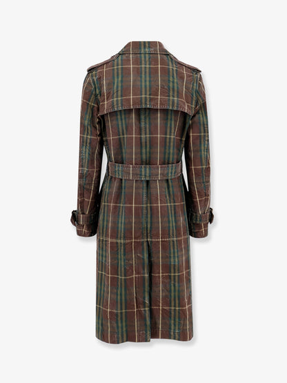 Burberry Cotton Trench With Check Motif