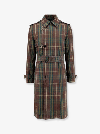 Burberry Cotton Trench With Check Motif