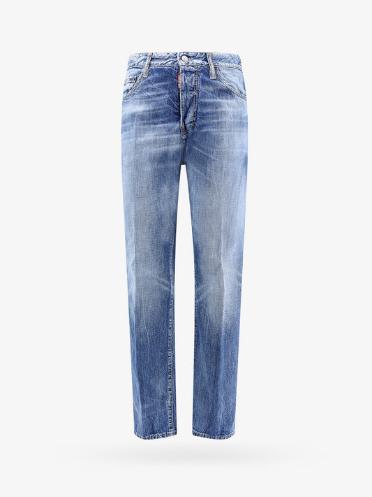 Dsquared2 Cotton Jeans With Suede Logo Patch