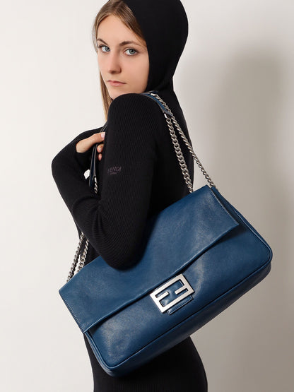 Fendi Baguette Chain Large Leather Shoulder Bag