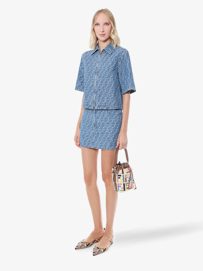 Fendi Ff Chambray Mini Skirt
