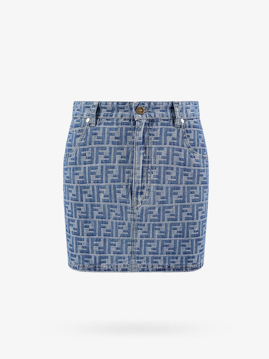 Fendi Ff Chambray Mini Skirt