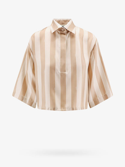 Fendi Crop Fit Pequin Silk Shirt