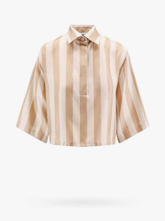 Fendi Crop Fit Pequin Silk Shirt
