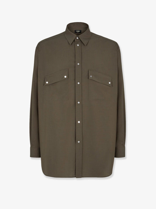 Fendi Wool Shirt With Logoed Buttons
