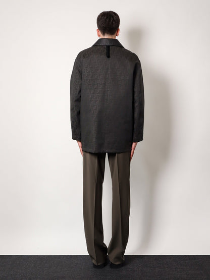 Fendi Ff Fabric Jacket With Leather Collar