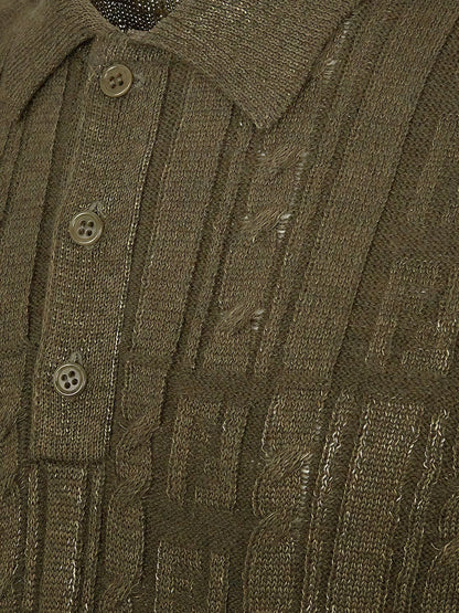 Fendi Braided Wool Polo Shirt With Ff Details