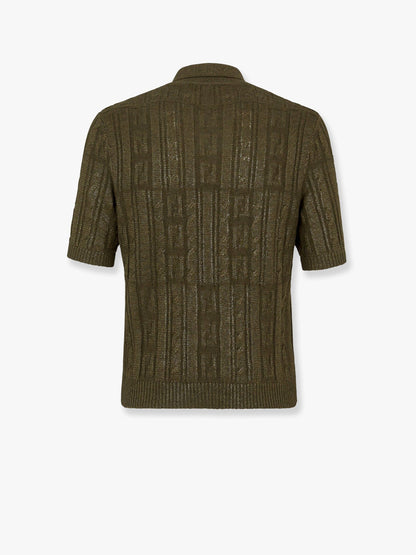 Fendi Braided Wool Polo Shirt With Ff Details