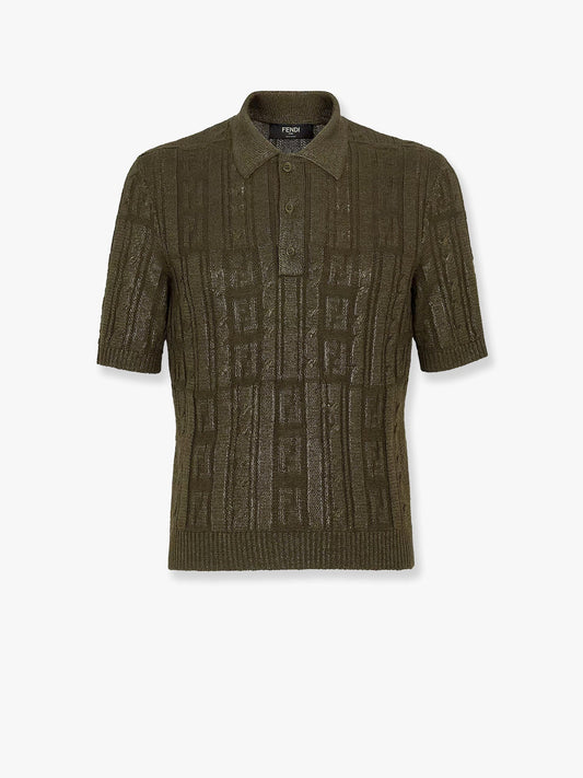 Fendi Braided Wool Polo Shirt With Ff Details