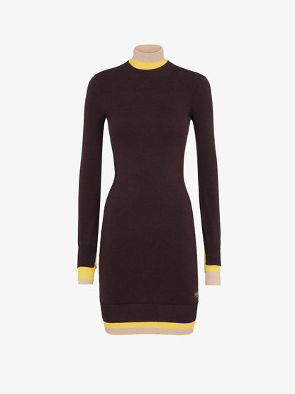 Fendi Mini Wool Dress With Contrasting Details