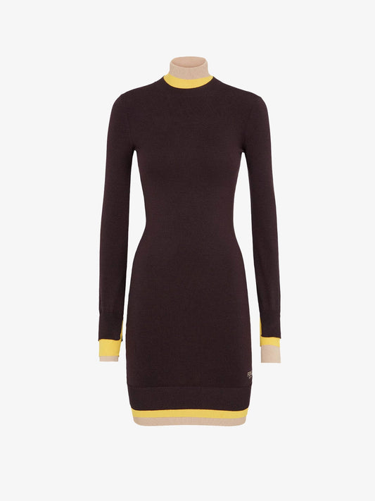 Fendi Mini Wool Dress With Contrasting Details