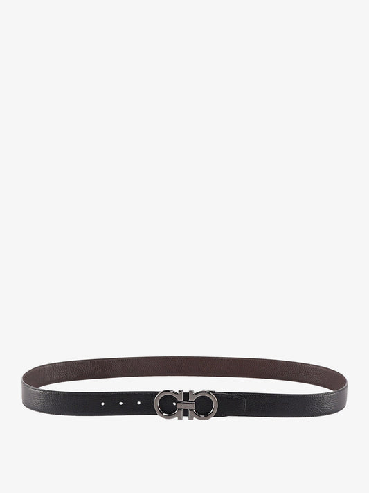 Ferragamo Textured Leather Belt With Iconic Gancini Buckle