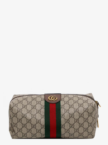 Gucci Gg Supreme Fabric And Leather Beauty Case