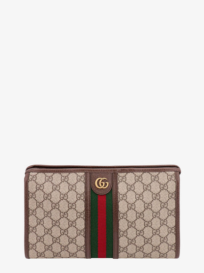 Gucci Gg Supreme Fabric And Leather Beauty Case