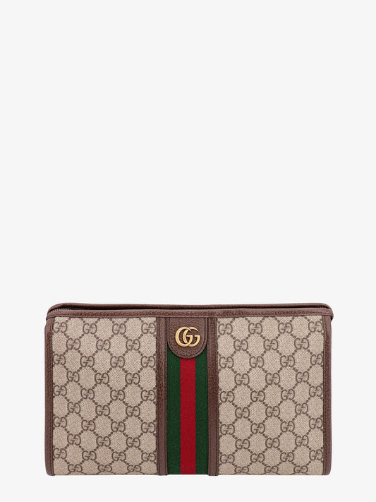 Gucci Gg Supreme Fabric And Leather Beauty Case
