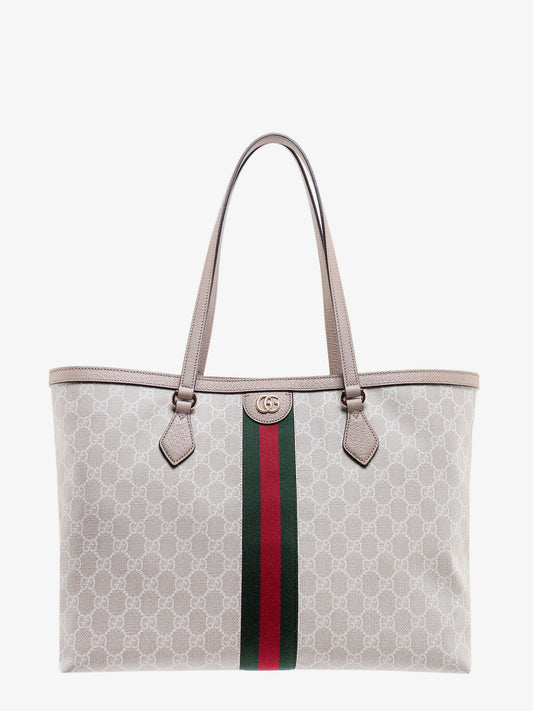 Gucci Gg Supreme Fabric And Leather Shoulder Bag With Frontal Web Band