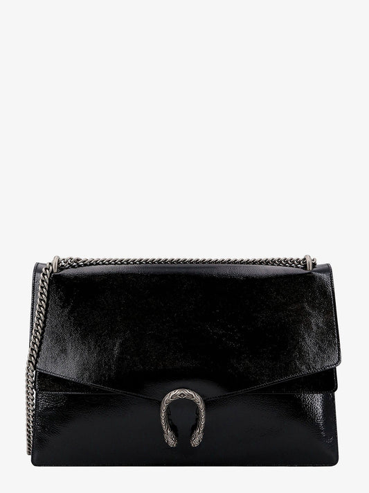 Gucci Patent Leather Shoulder Bag With Iconic Tiger's Head