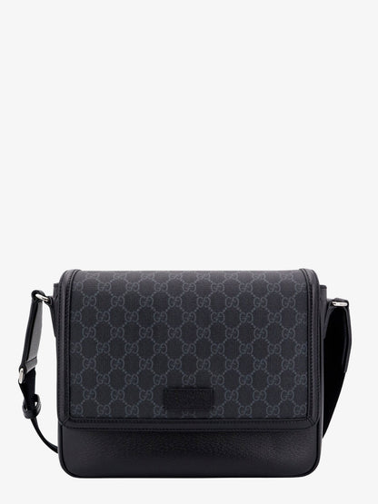 Gucci Gg Supreme And Leather Shoulder Bag With Frontal Patch