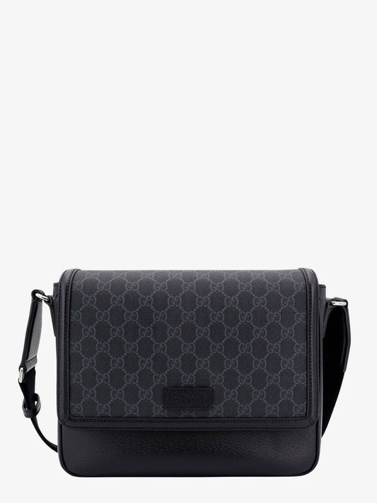 Gucci Gg Supreme And Leather Shoulder Bag With Frontal Patch