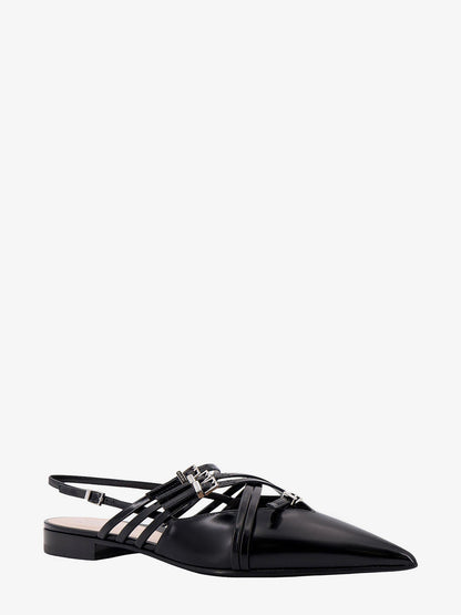 Gucci Leather Slingback With Bands And Gucci Buckle