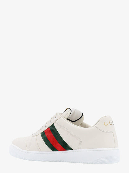 Gucci Leather Sneakers With Lateral Web Band