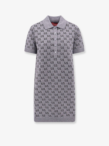 Gucci Gg Wool Dress With Ribbed Profiles