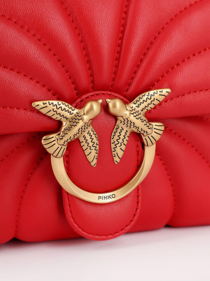Pinko Matelass�� Leather Shoulder Bag With Love Birds Buckle