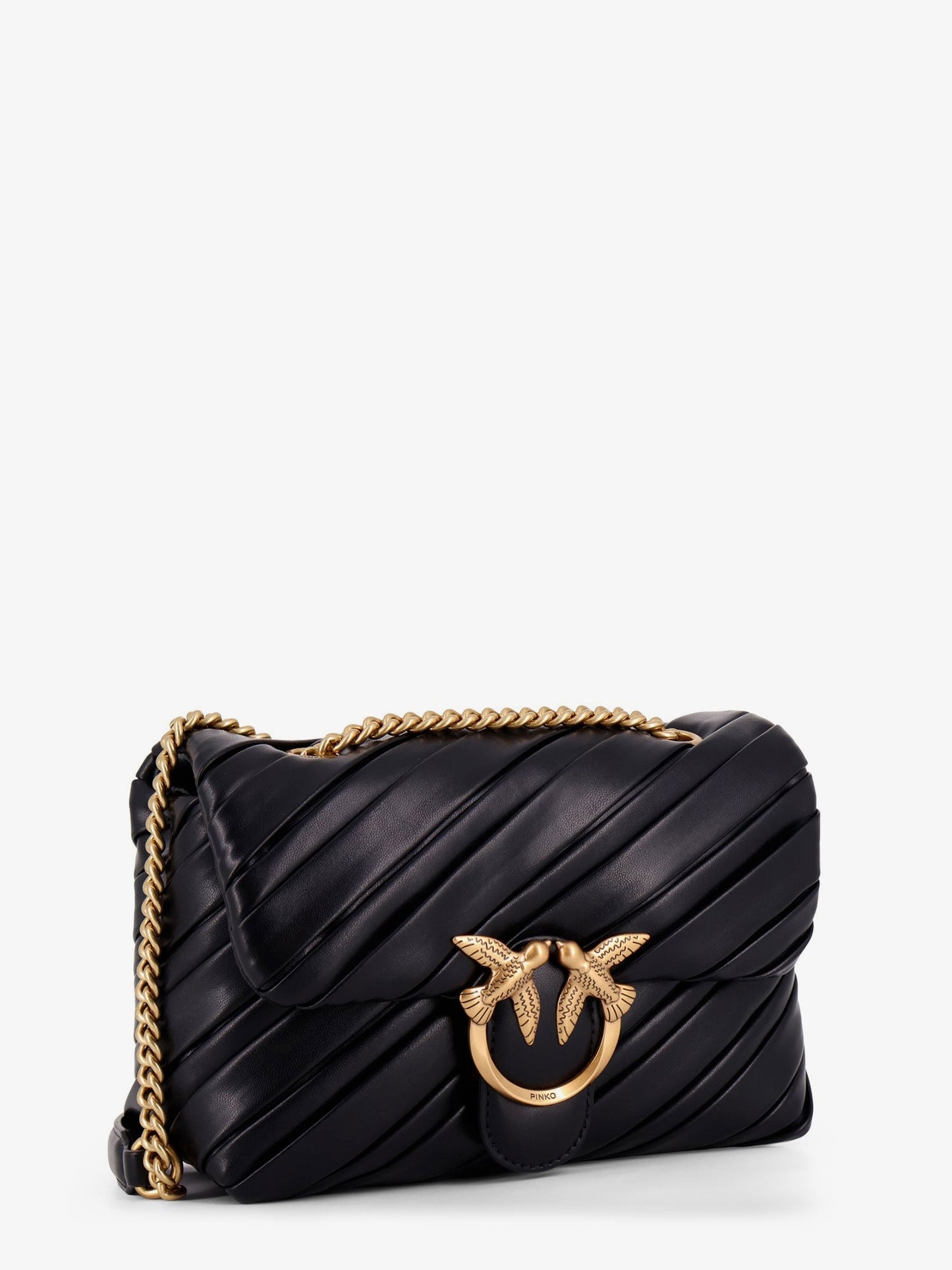 Pinko Pliss�� Leather Shoulder Bag With Love Birds Buckle