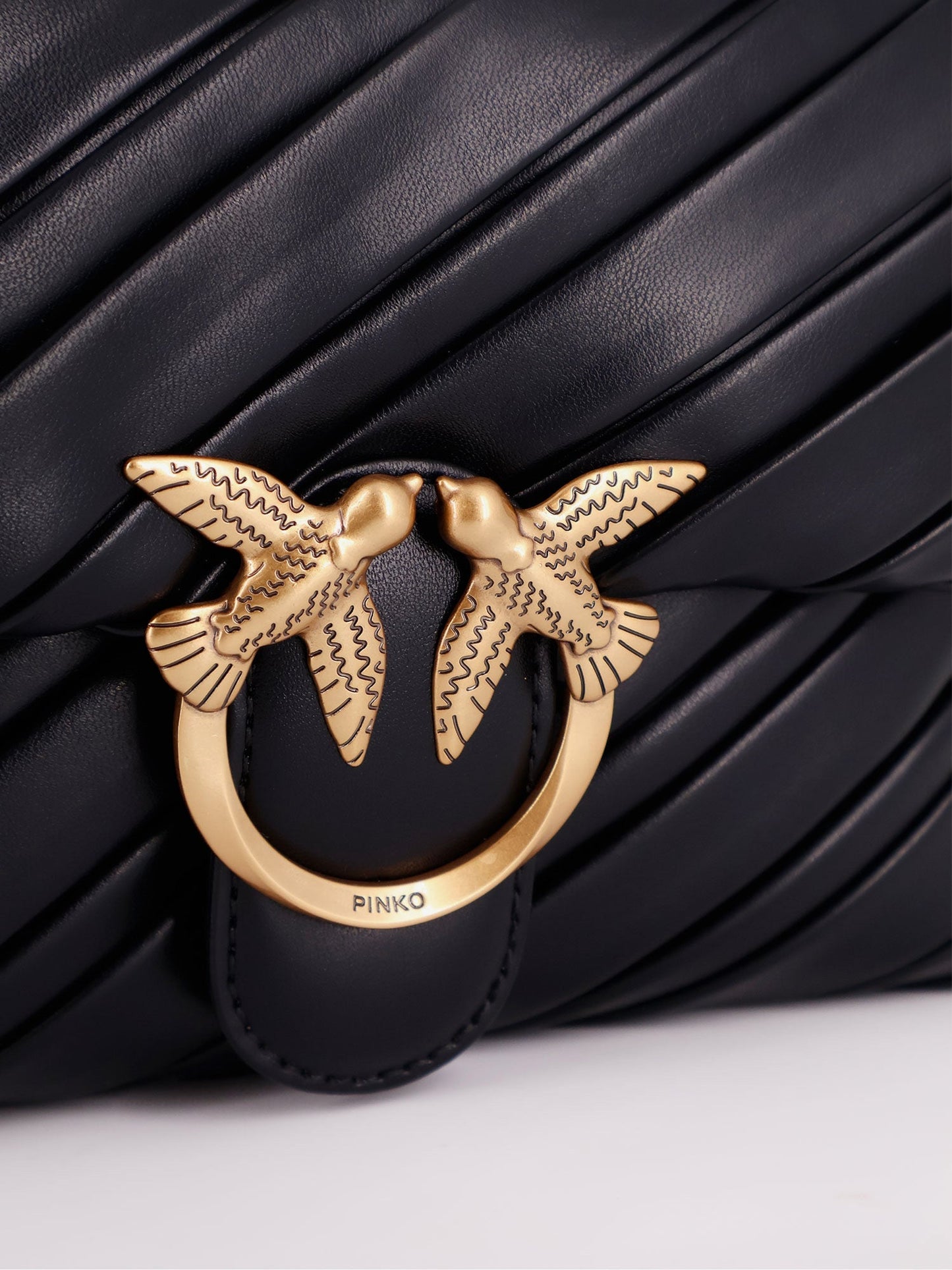 Pinko Pliss�� Leather Shoulder Bag With Love Birds Buckle