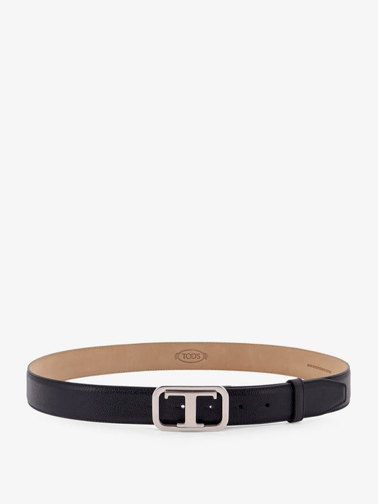Tod's Leather Belt With Tod's T Monogram Rectangular Buckle