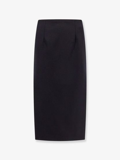 Valentino Virgin Wool Longuette Skirt With Slits And Silk Lining
