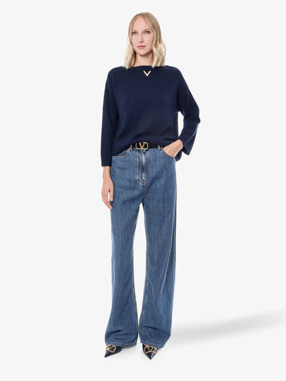 Valentino Cashmere Sweater With Metallic V Detail