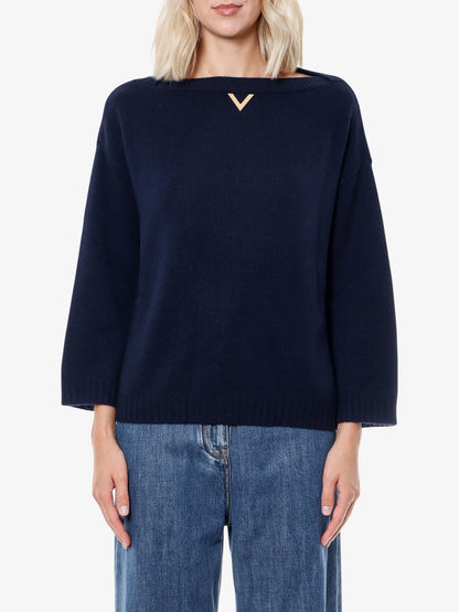 Valentino Cashmere Sweater With Metallic V Detail