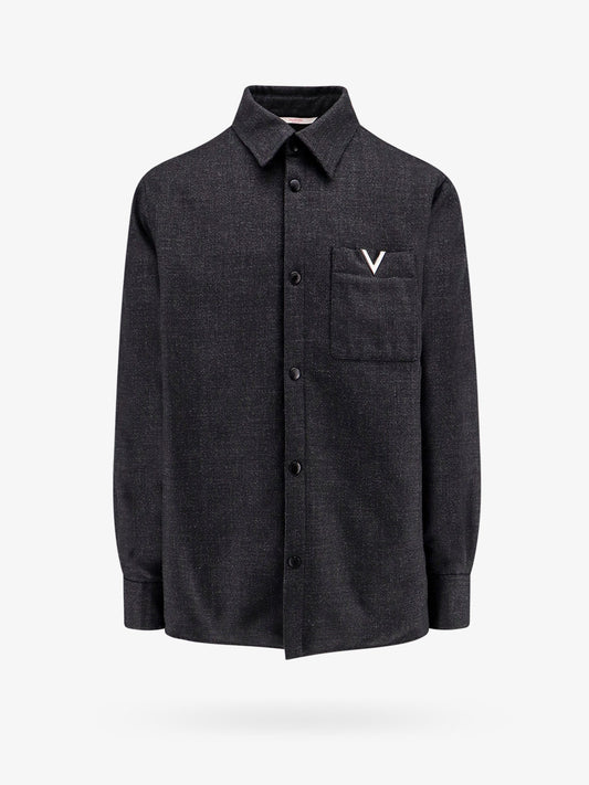 Valentino Virgin Wool Jacket With Metal V Detail