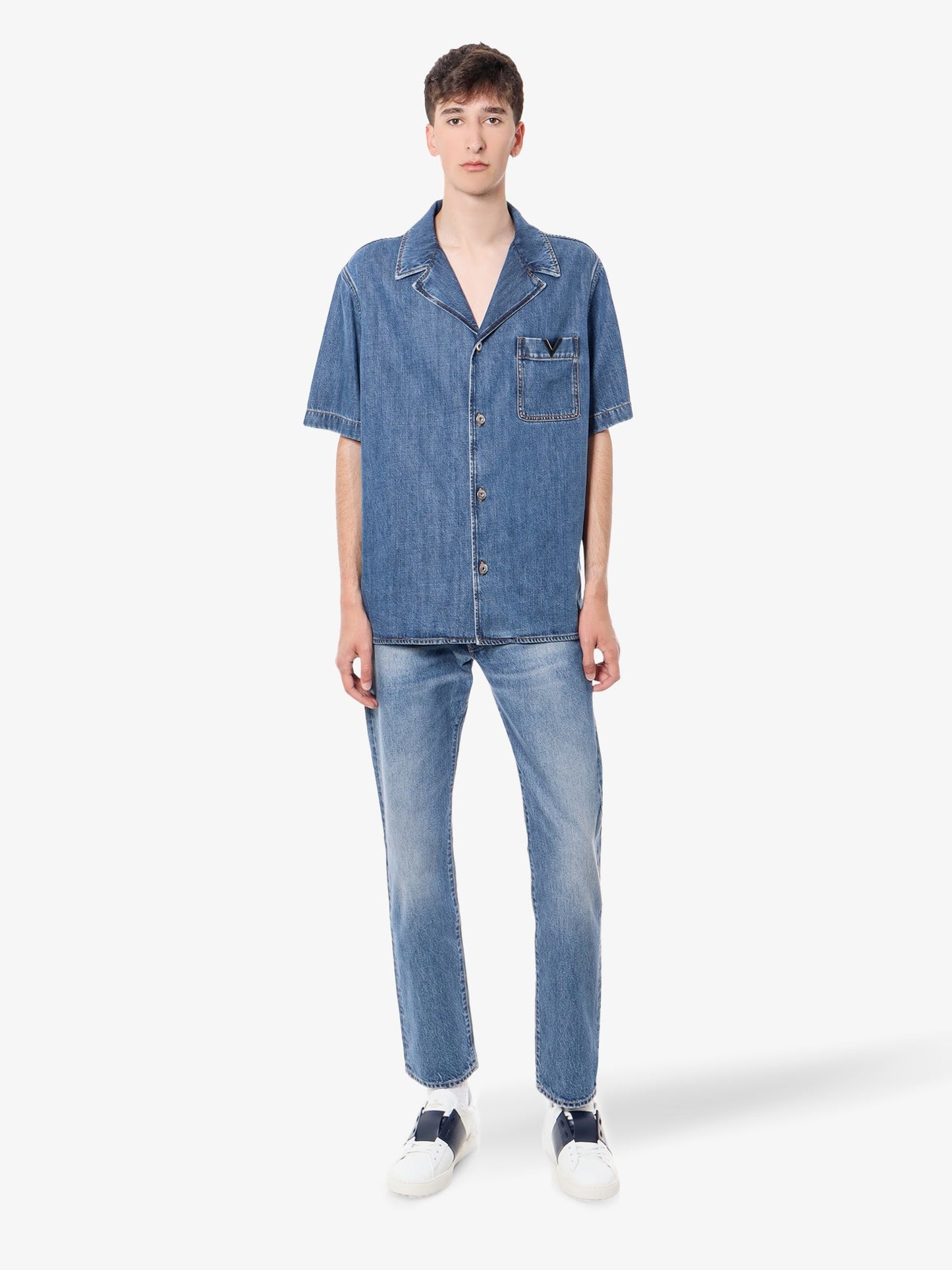 Valentino Cotton Jeans With Back V Detail